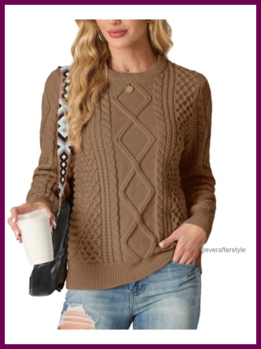Womens Long Sleeve Crewneck Pullover Sweater Knit Casual Winter Top